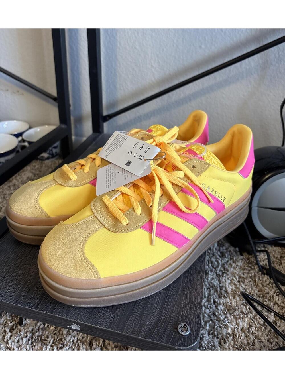 Adidas Originals Gazelle Bold Women's Shoes Yellow Lucid Pink Size 9.5 #IG4387 - Picture 2 of 12